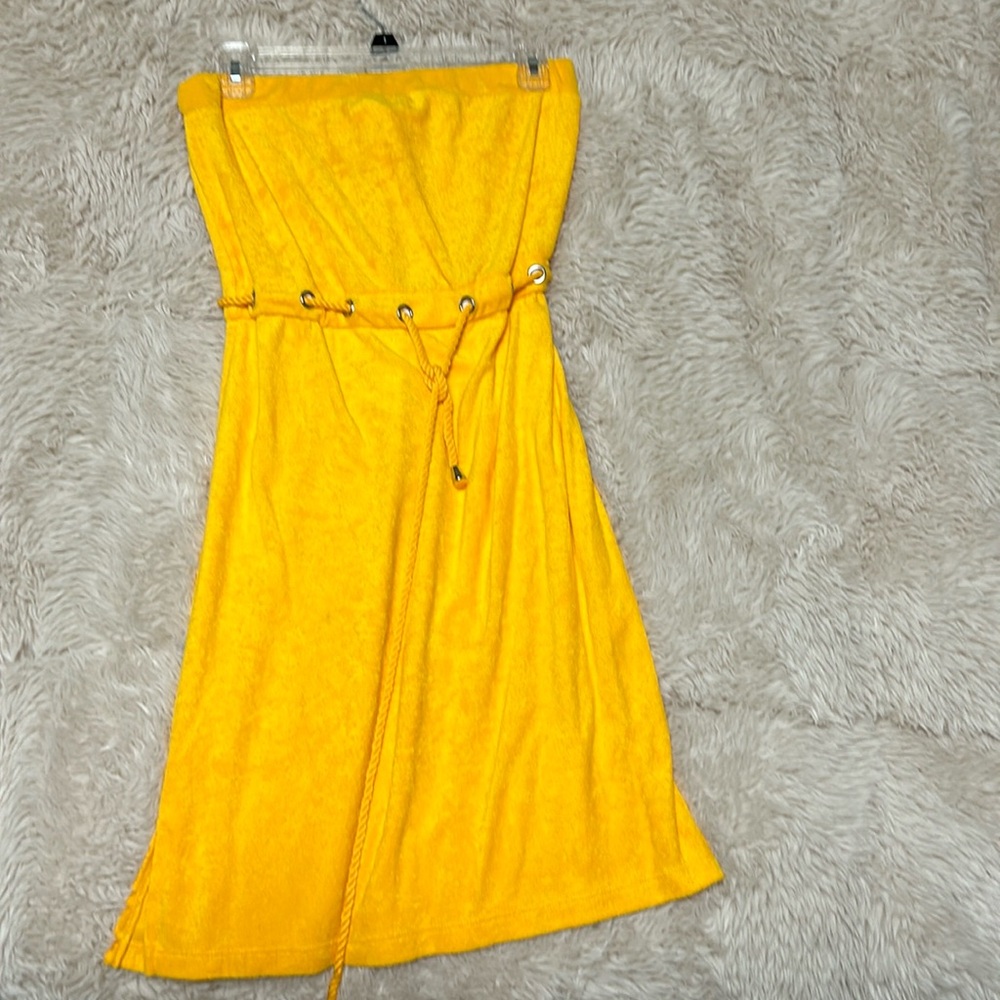 Terry cloth swim coverup, yellow